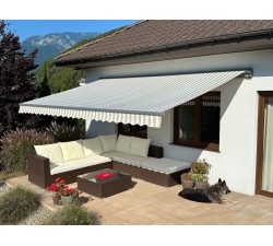 Markiza tarasowa ANTRACYT 350x300 Beż-Biała PREM