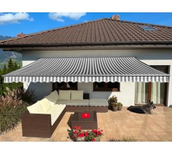Markiza tarasowa ANTRACYT 450x300 Szaro-Biała STD